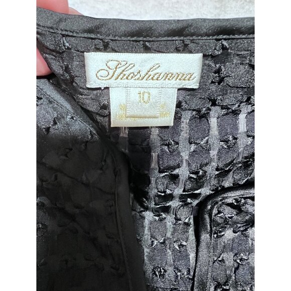 Shoshanna Teagan jet black tiered Aline stitched midi dress women size 10 - Picture 3 of 8